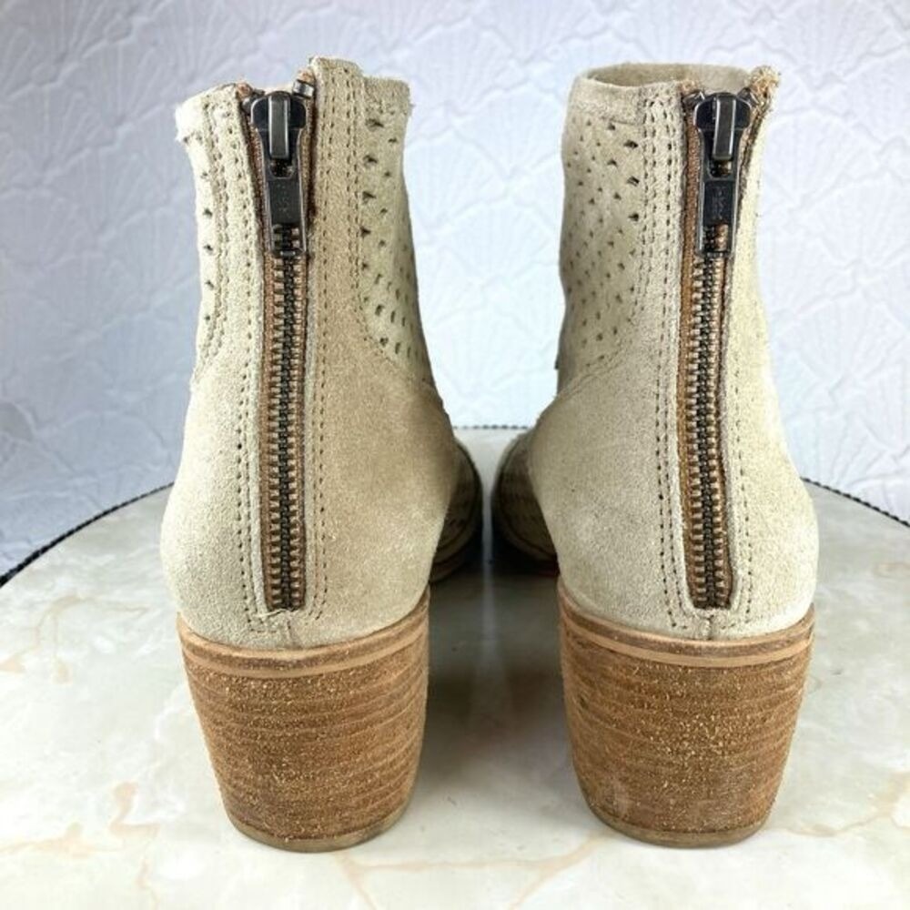 Matisse Brooklyn Peep Toe Ankle Bootie Women 7.5 Tan Studded Suede Boho Comfort - Picture 9 of 13